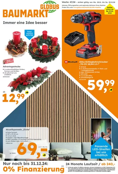 Angebote von Baumärkte und Gartencenter in Salzgitter | Exklusive Deals für unsere Kunden in Globus Baumarkt | 17.11.2024 - 23.11.2024