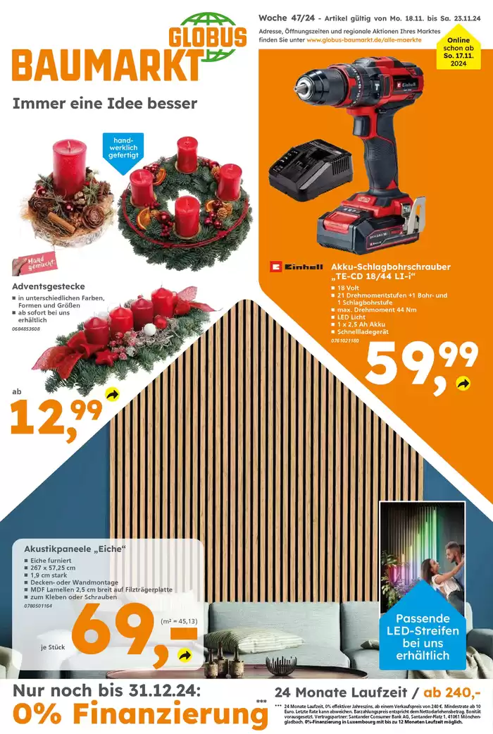 Globus Baumarkt Katalog in Bergkamen | Tolles Angebot für alle Kunden | 17.11.2024 - 23.11.2024