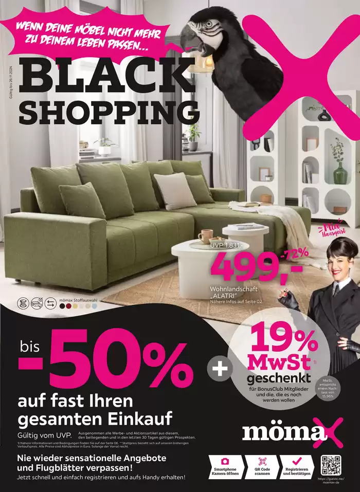 Mömax Katalog | bis -50% auf fast Ihren gesamten Einkauf (UVP) | 18.11.2024 - 26.11.2024