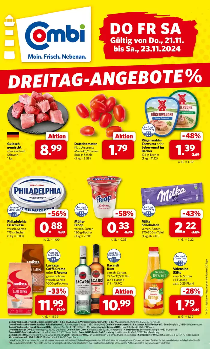 Combi Markt Katalog in Hille | DREITAG-ANGEBOTE | 20.11.2024 - 23.11.2024