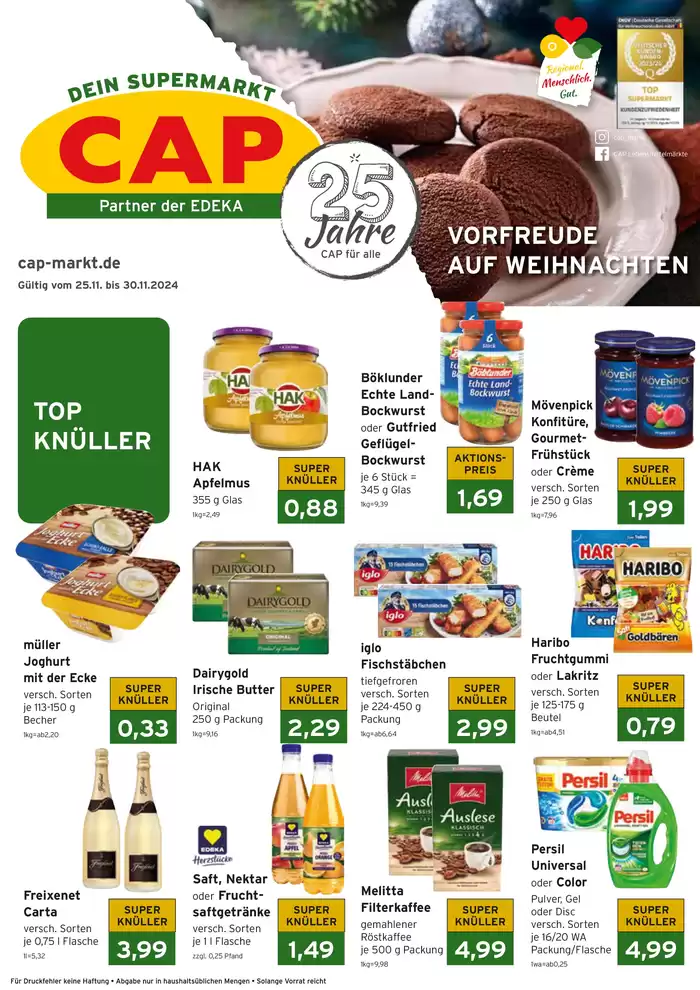 CAP Markt Katalog in Köln | Tolle Rabatte auf ausgewählte Produkte | 25.11.2024 - 30.11.2024