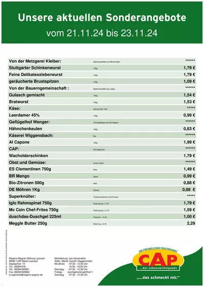 Angebote von Supermärkte in Leutkirch im Allgäu | Tolles Angebot für Schnäppchenjäger in CAP Markt | 21.11.2024 - 23.11.2024