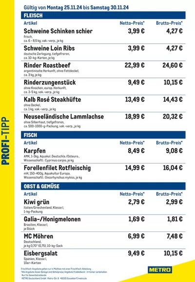 Angebote von Supermärkte in Wilnsdorf | Profi-Tipp in Metro | 25.11.2024 - 30.11.2024