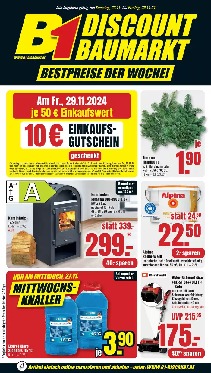 B1 Discount Baumarkt Katalog in Dinslaken | B1 Discount Baumarkt flugblatt | 23.11.2024 - 7.12.2024