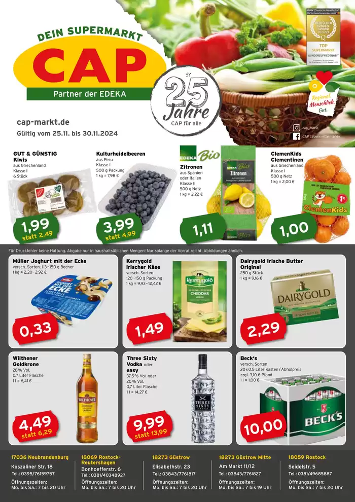 CAP Markt Katalog in Rostock | Unsere besten Schnäppchen | 25.11.2024 - 30.11.2024