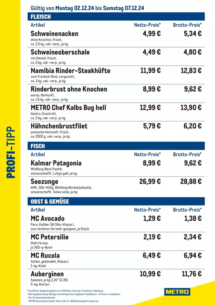 Metro Katalog in Porta Westfalica | Profi-Tipp | 2.12.2024 - 7.12.2024