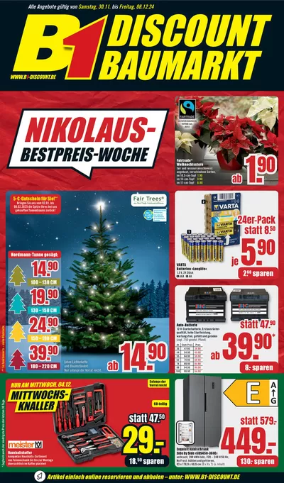 Angebote von Baumärkte und Gartencenter in Kiel | B1 Discount Baumarkt flugblatt in B1 Discount Baumarkt | 30.11.2024 - 14.12.2024