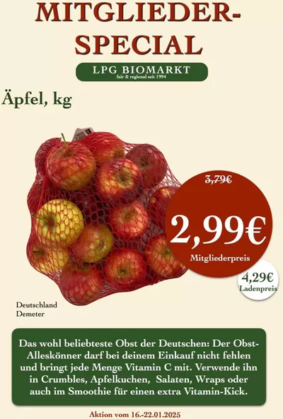 Angebote von Biomärkte | Mitgliederspecial in LPG Biomarkt | 16.1.2025 - 23.1.2025