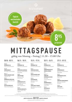 Galeria Restaurants Katalog | Mittagsgericht* für nur 8,95 €. | 1.11.2023 - 1.12.2023