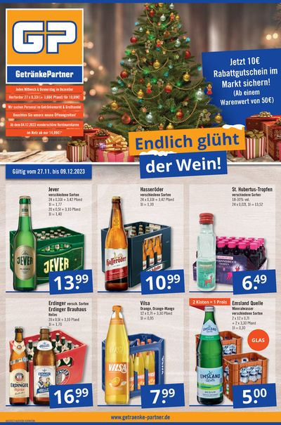 Angebote von Supermärkte in Hamburg | GetränkePartner flugblatt in GetränkePartner | 30.11.2023 - 9.12.2023