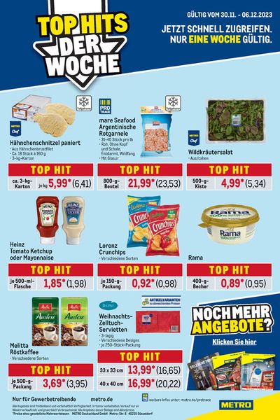 Angebote von Supermärkte in Regensburg | Top Hits der Woche in Metro | 1.12.2023 - 6.12.2023