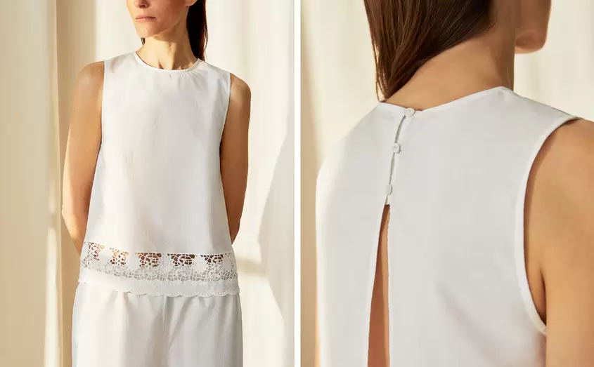 ÄRMELLOSE BLUSE AUS LOCHMUSTER für 29,99€ in Zara Home