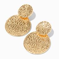 Gold-tone Textured Double Disc 2" Drop Earrings für 3,2€ in Claire's