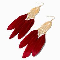 Red Feather 6" Gold-tone Drop Earrings für 3,5€ in Claire's