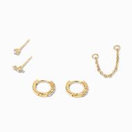 C LUXE by Claire's 18k Yellow Gold Plated Iridescent Hoop Connector Chain Star Stud Earring Set - 5 Pack für 14€ in Claire's