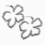 Squiggle Flower Outline Silver-tone Hoop Earrings für 6,49€ in Claire's