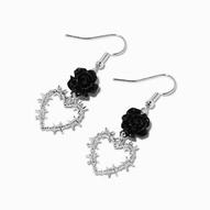 Black Rose Barbed Wire Heart 1" Drop Earrings für 3,99€ in Claire's