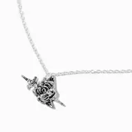 Silver-tone Rose & Dagger Pendant Necklace für 3,59€ in Claire's