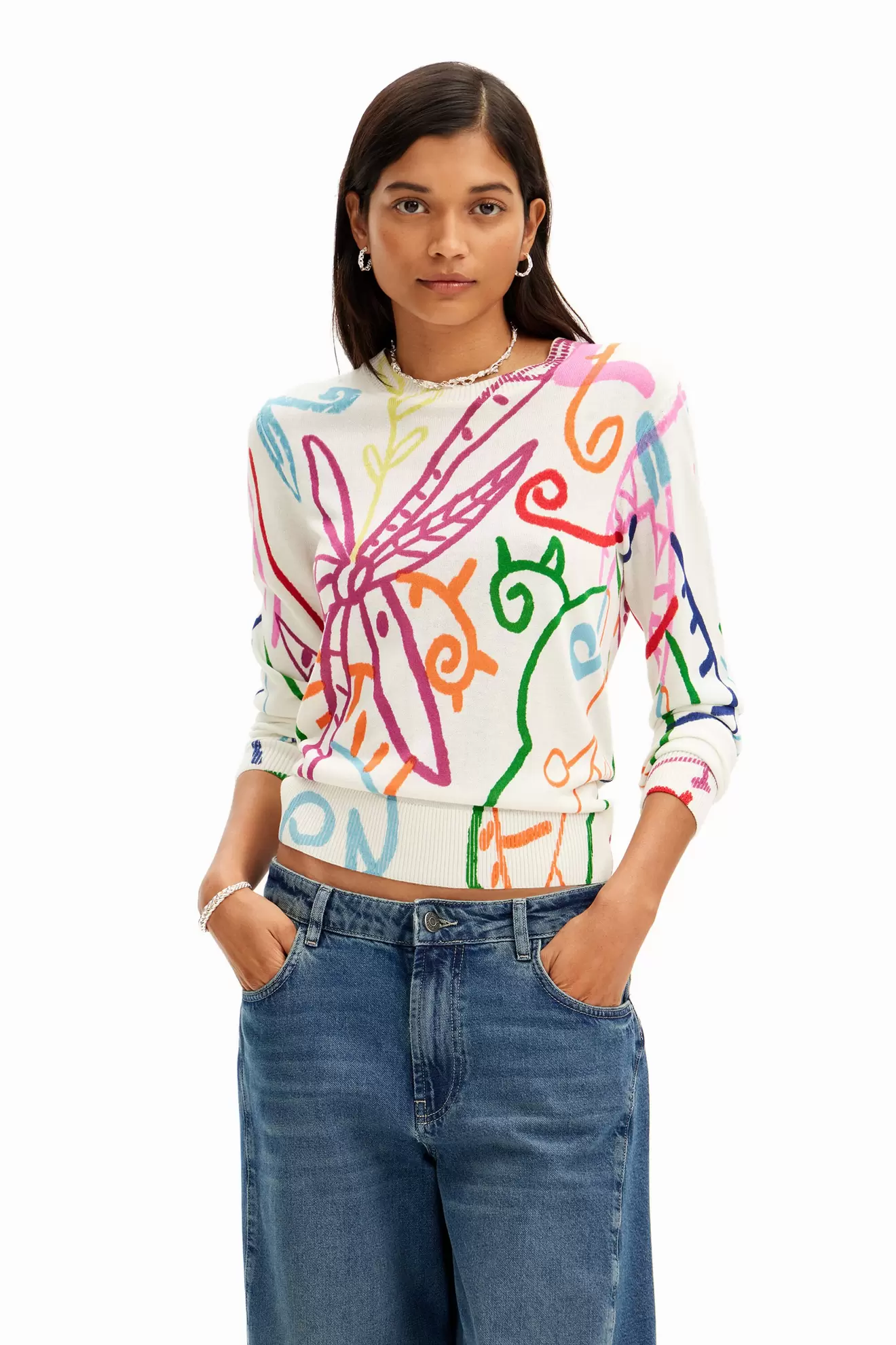 Feinstrickpullover mit Mustern für 55,96€ in Desigual