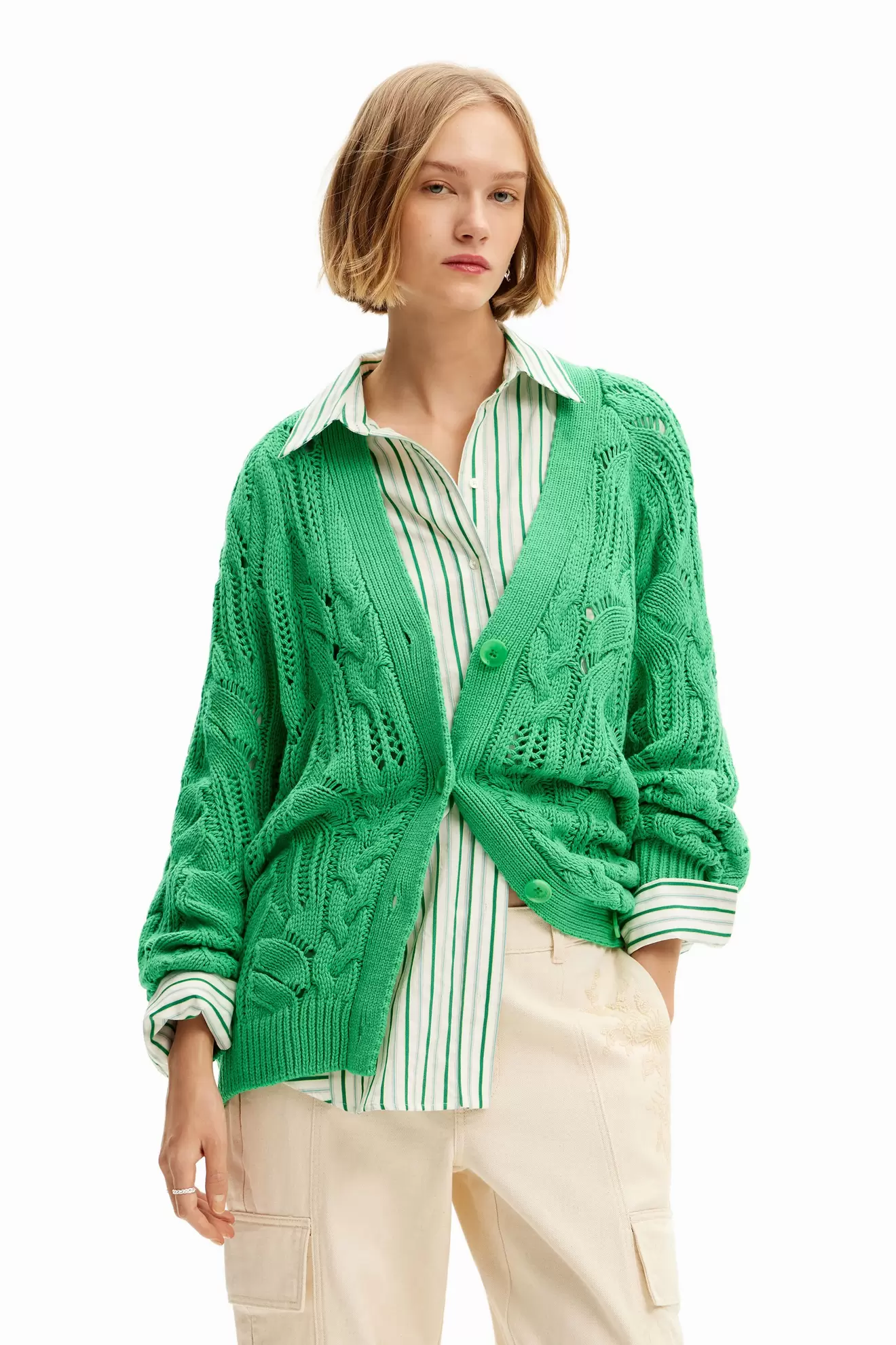 Oversize-Cardigan Aussparungen für 69,5€ in Desigual