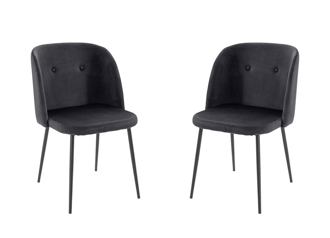 Esszimmerstühle aus Samt mit Metallfüßen 2er-Set Schwarz für 49,99€ in Thomas Philipps