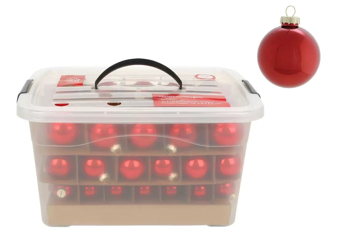 Weihnachtskugel-Set aus Glas 72-teilig Rot für 14,99€ in Thomas Philipps