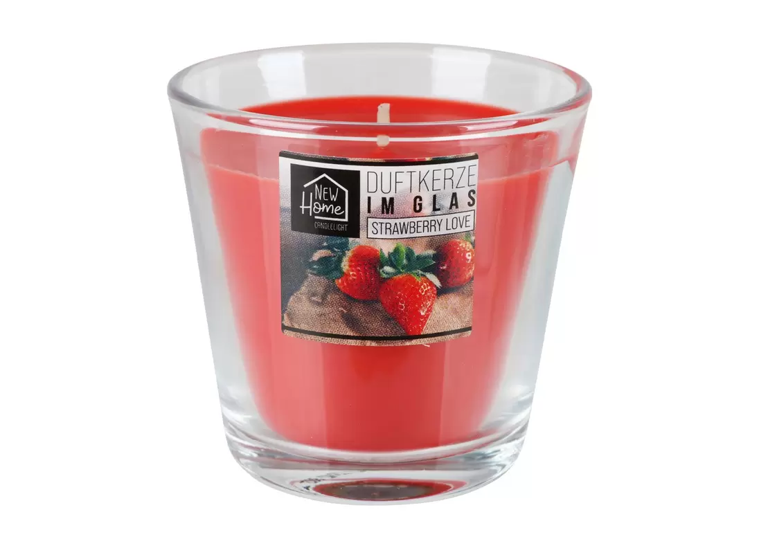 Duftkerze im Glas 7,5x7,5cm 25 Stunden Brenndauer Strawberry Love für 1,49€ in Thomas Philipps