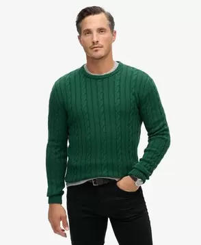 Zopfstrickpullover aus Baumwolle mit Rundhalsausschnitt für 79,99€ in Superdry