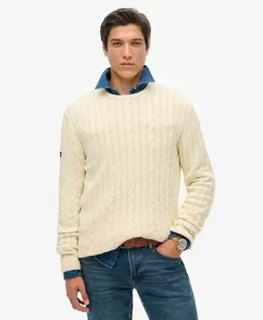 Zopfstrickpullover aus Baumwolle mit Rundhalsausschnitt für 79,99€ in Superdry