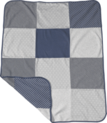 Patchwork Decke, ca 100 x 75 cm, aus Bio-Baumwolle, blau, grau für 11,8€ in dm