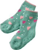 ABS Socken mit Herz-Muster, grün & rosa, Gr. 23/26 für 2,9€ in dm