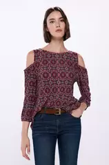 Ethnische Bluse mit nackten Schultern für 17,99€ in Springfield