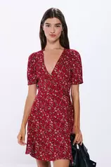 Kleid kurz überkreuzt mit Print für 22,99€ in Springfield