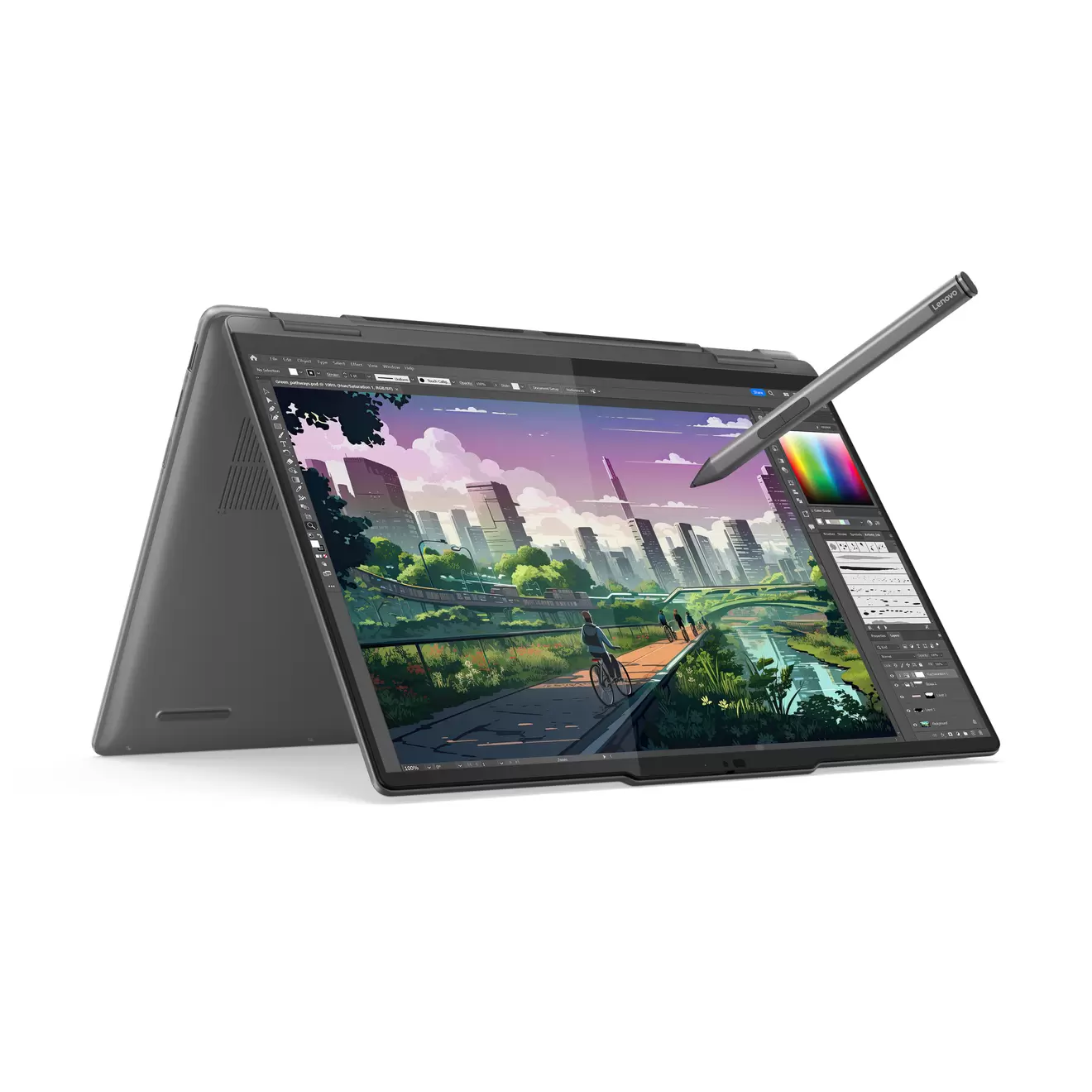 LENOVO Yoga 7, Convertible, mit 14 Zoll Display, AMD Ryzen™ 5 8640HS Prozessor, 16 GB RAM, 512 GB SSD, AMD Radeon™ 760M, Storm Grey, Windows 11 Home (64 Bit) für 999€ in Saturn