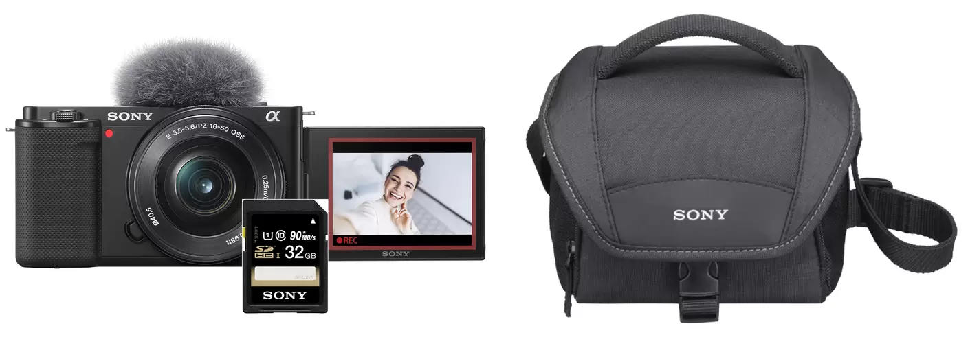 SONY Alpha ZV-E10L Kit + Tasche + Speicherkarte Systemkamera mit Objektiv 16-50 mm, 7,5 cm Display Touchscreen, WLAN für 699€ in Saturn