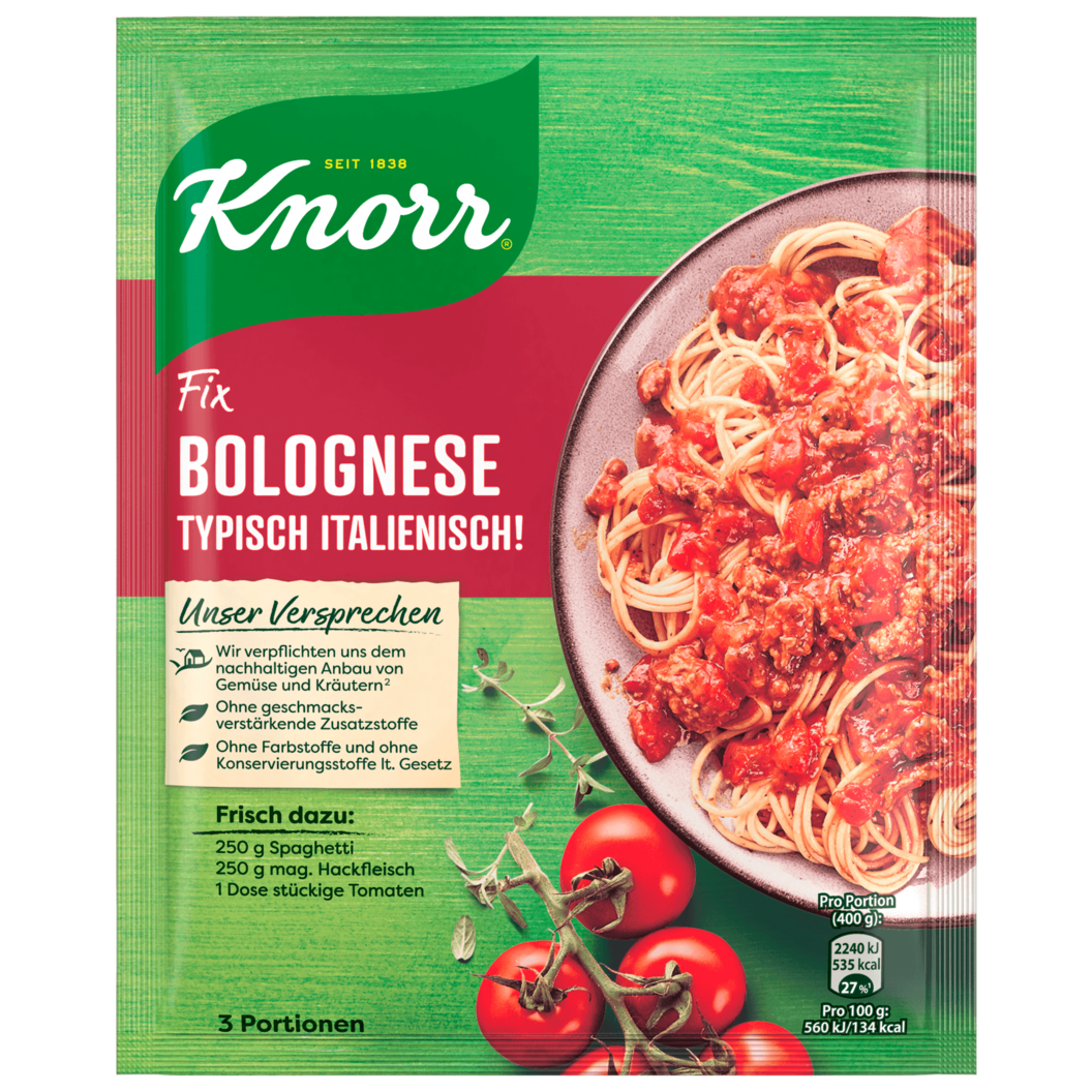 Knorr Fix Bolognese Typisch Italienisch! für 0,44€ in REWE