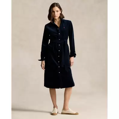 Kordsamt-Hemdkleid mit Gürtel für 269€ in Ralph Lauren