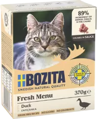 BOZITA Katzen-Nassfutter Häppchen in Gelee mit Ente für 1,79€ in Raiffeisen Markt