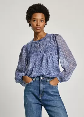 GEOMETRIC PRINT CHIFFON BLOUSE für 63,92€ in Pepe Jeans