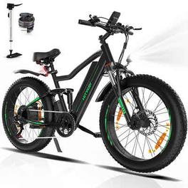HITWAY E-Bike 26 Zoll 48V 15Ah 4.0 MTB Luftbereifung Elektrofahrrad Mountainbike, 7 Gang SHIMANO, Heckmotor, 720 Wh Akku, (Kommt mit Ladegerät, Pumpe, Sitz), 48V 15Ah 26*4,0 Zoll MTB STVZO-konform für 989,99€ in OTTO