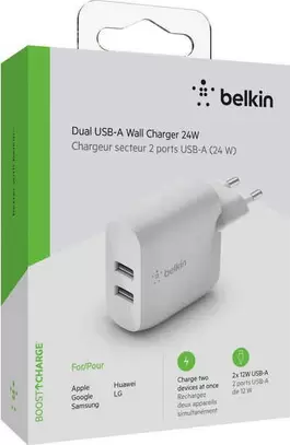 BOOSTCHARGE 24 W USB-A-Netzladegerät mit zwei Anschlüssen Smartphone-Ladegerät (für Samsung Galaxy, Apple iPad / iPhone, Google Pixel) für 10,99€ in OTTO