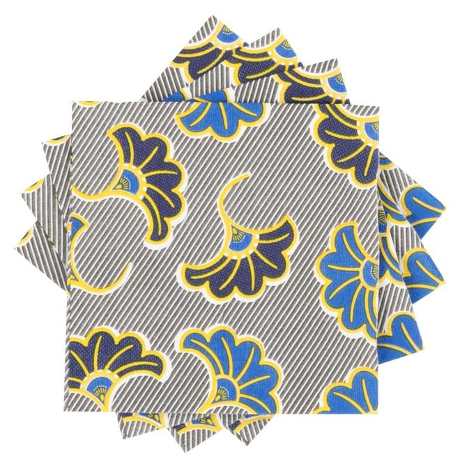 Serviettes en papier motif floral noir, bleu et jaune (x20) für 8,97€ in Maisons du Monde