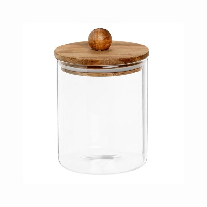 Petit bocal en verre et couvercle en bois d'acacia für 15,98€ in Maisons du Monde