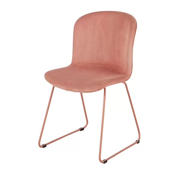 Chaise en velours côtelé vieux rose et acier rose mat für 99€ in Maisons du Monde