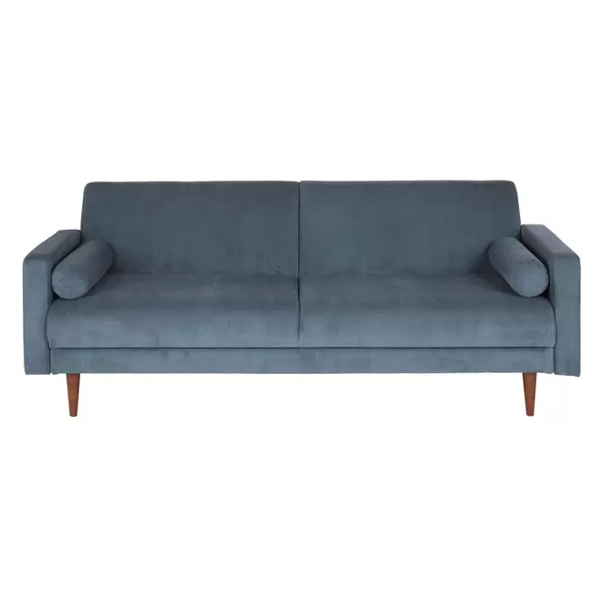 Canapé convertible 3 places en velours côtelé bleu für 459€ in Maisons du Monde