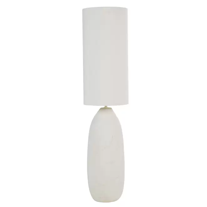 Lampadaire en céramique  et abat jour en polyester recyclé blanc H122 für 169€ in Maisons du Monde