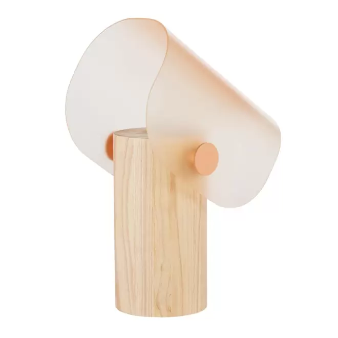 Lampe en bois d'hévéa et abat-jour en acryclique orange für 299€ in Maisons du Monde