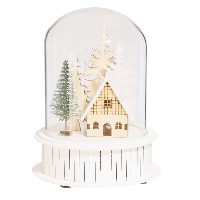 Déco de Noël maison et sapins lumineux sous cloche en verre transparent für 14,99€ in Maisons du Monde