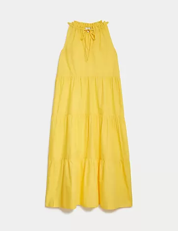 Midaxi-Strandkleid aus reiner Baumwolle mit hohem Ausschnitt für 59€ in Marks & Spencer