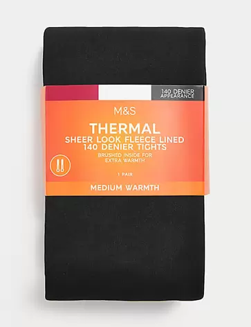 Blickdichte Thermo-Strumpfhose aus transparentem Fleece, 140 den für 23€ in Marks & Spencer